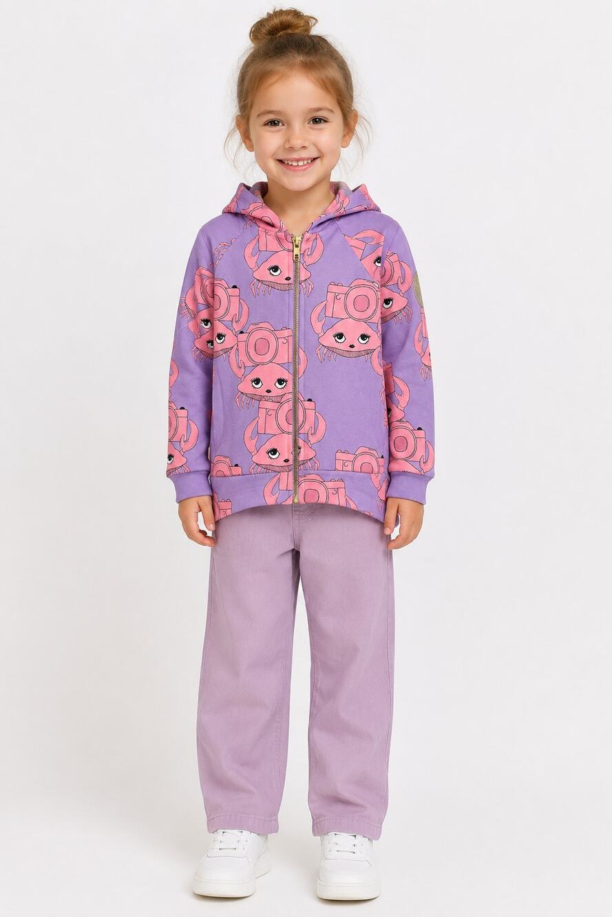 Dear Sophie Crabi Purple Hoodie Pullover Full Zip Girls Size 4-6Y New Pink
